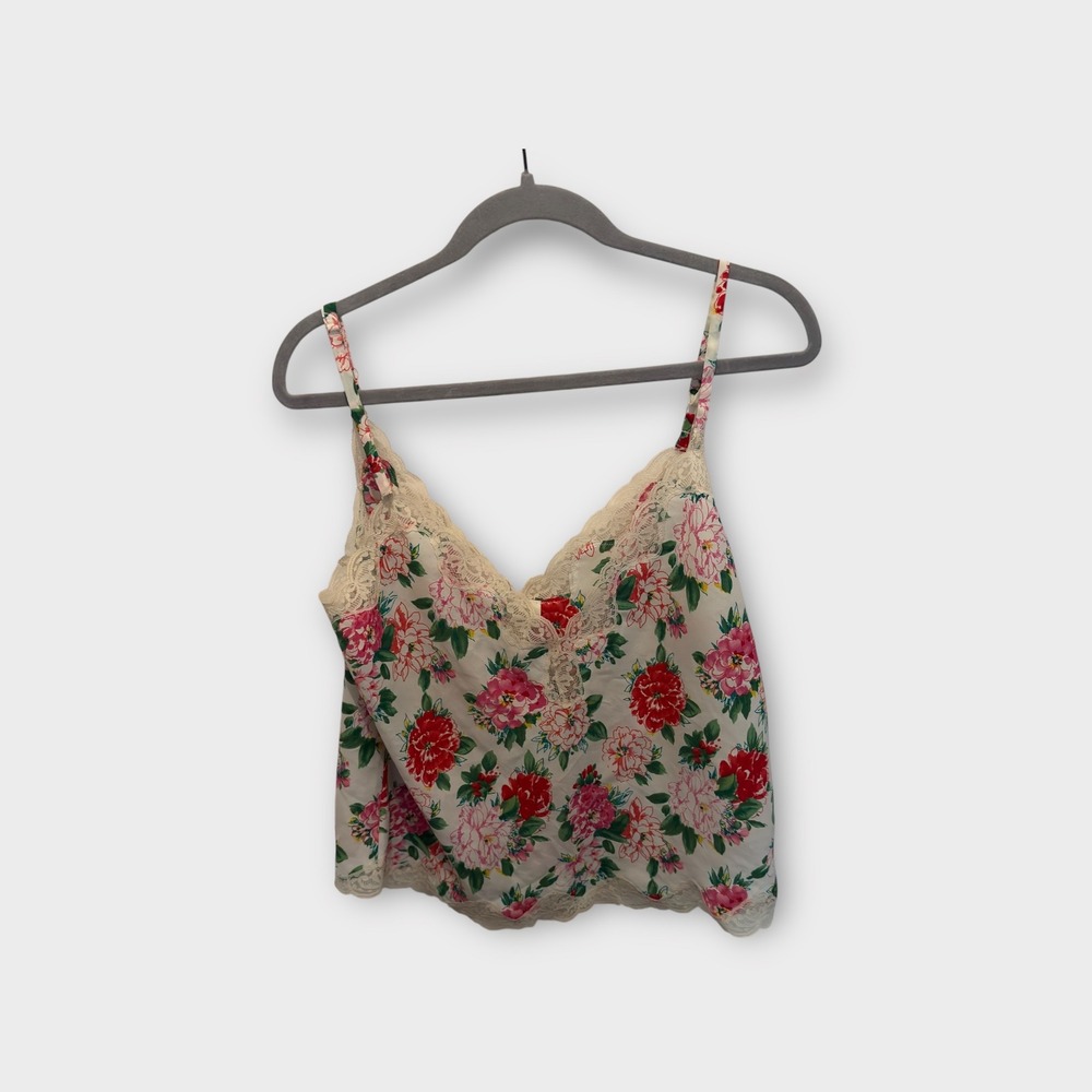 Victoria's Secret Gold Label Floral Lace Trim Cami Top Women's Size M